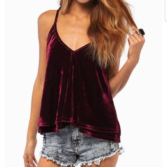 Tobi Burgundy Velvet Tank Top - Picture 1 of 7